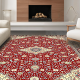 Ultra Soft Area Rug, Non Slip, Stain Resistant, Washable Area Rugs for Living Room, Bedroom, Classic Ornate Scrollwork Style(Red)