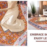 Ultra Soft Area Rug, Non Slip, Stain Resistant, Washable Area Rugs for Living Room, Bedroom, Stylish Bright Colorful Medallion(Orange)