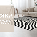 Ultra Soft Area Rug, Non Slip, Stain Resistant, Washable Area Rugs for Living Room, Bedroom, Modern Stripe Carpet(Black)