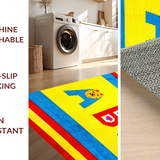 Ultra Soft Area Rug, Non Slip, Stain Resistant, Washable Area Rugs for Living Room, Bedroom, Playful Numbered Animal Theme(Yellow)