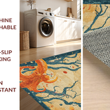 Ultra Soft Area Rug, Non Slip, Stain Resistant, Washable Area Rugs for Living Room, Bedroom, Boho Octopus Rug:  Playful Tentacle Pattern Area Rug(Beige)