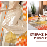 Ultra Soft Area Rug, Non Slip, Stain Resistant, Washable Area Rugs for Living Room, Bedroom, Vibrant Abstract Rainbow Motif(Orange)