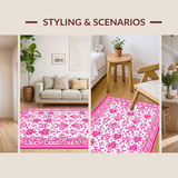 Ultra Soft Area Rug, Non Slip, Stain Resistant, Washable Area Rugs for Living Room, Bedroom, Chic Pastel Bowknot Pattern(White)