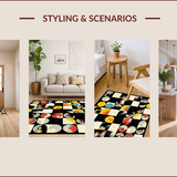 Ultra Soft Area Rug, Non Slip, Stain Resistant, Washable Area Rugs for Living Room, Bedroom, Retro Monochrome Circular Pattern(Black)