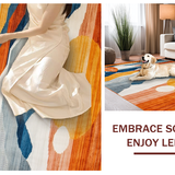 Ultra Soft Area Rug, Non Slip, Stain Resistant, Washable Area Rugs for Living Room, Bedroom, Serene Abstract Horizon Illustration(Orange)