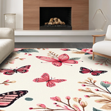Ultra Soft Area Rug, Non Slip, Stain Resistant, Washable Area Rugs for Living Room, Bedroom, Delicate Pink Bloom Design(Pink)