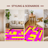 Ultra Soft Area Rug, Non Slip, Stain Resistant, Washable Area Rugs for Living Room, Bedroom, Retro Geometric Pattern Playfulness(Pink)