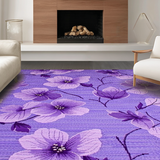 Ultra Soft Area Rug, Non Slip, Stain Resistant, Washable Area Rugs for Living Room, Bedroom, Vibrant Three-Dimensional Blossom(Purple)