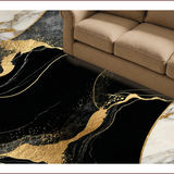 Ultra Soft Area Rug, Non Slip, Stain Resistant, Washable Area Rugs for Living Room, Bedroom, Elegant Luxurious Linear Patterns(Black)