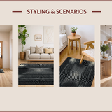 Ultra Soft Area Rug, Non Slip, Stain Resistant, Washable Area Rugs for Living Room, Bedroom, Chic Striped Animal Motif(Black)