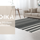 Ultra Soft Area Rug, Non Slip, Stain Resistant, Washable Area Rugs for Living Room, Bedroom, Graphic Dual-Tone Stripe with Evenly Spaced Parallel Lines in Classic Hues(Black)