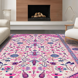 Ultra Soft Area Rug, Non Slip, Stain Resistant, Washable Area Rugs for Living Room, Bedroom, Lively Multicolor Organic Shapes(Pink)