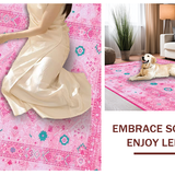 Ultra Soft Area Rug, Non Slip, Stain Resistant, Washable Area Rugs for Living Room, Bedroom, Vivid Seasonal Teal Accents(Pink)