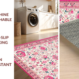 Ultra Soft Area Rug, Non Slip, Stain Resistant, Washable Area Rugs for Living Room, Bedroom, Serene Light Pink Garden Theme(Ivory)