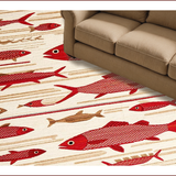 Ultra Soft Area Rug, Non Slip, Stain Resistant, Washable Area Rugs for Living Room, Bedroom, Rustic Red Aquatic Design(Red)
