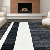 Ultra Soft Area Rug, Non Slip, Stain Resistant, Washable Area Rugs for Living Room, Bedroom, Chic Farmhouse Entrance Rug Layered Door Mat Style Carpet(Black)