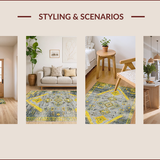 Ultra Soft Area Rug, Non Slip, Stain Resistant, Washable Area Rugs for Living Room, Bedroom, Modern Abstract Yellow Tones(Gray)