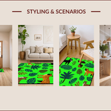 Ultra Soft Area Rug, Non Slip, Stain Resistant, Washable Area Rugs for Living Room, Bedroom, Tropical Jungle Dark Green Nursery Play Rug(Green)