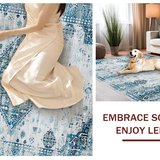 Ultra Soft Area Rug, Non Slip, Stain Resistant, Washable Area Rugs for Living Room, Bedroom, Luxurious Light Blue Organic Pattern(Blue)