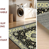 Ultra Soft Area Rug, Non Slip, Stain Resistant, Washable Area Rugs for Living Room, Bedroom, Elegant French Classic Symmetrical Pattern(Black)