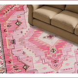 Ultra Soft Area Rug, Non Slip, Stain Resistant, Washable Area Rugs for Living Room, Bedroom, Vibrant Pink Western Boot Motif(Pink)