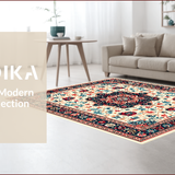 Ultra Soft Area Rug, Non Slip, Stain Resistant, Washable Area Rugs for Living Room, Bedroom, Eclectic Cream Blue Bedroom Rug for Minimalist Homes(Beige)