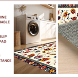 Ultra Soft Area Rug, Non Slip, Stain Resistant, Washable Area Rugs for Living Room, Bedroom, Colorful Folk-Inspired Entryway Plush Area Rug(Ivory)