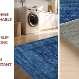 Ultra Soft Area Rug, Non Slip, Stain Resistant, Washable Area Rugs for Living Room, Bedroom, Elegant Scallop Carpet(Blue)