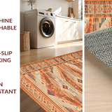 Ultra Soft Area Rug, Non Slip, Stain Resistant, Washable Area Rugs for Living Room, Bedroom, Warm Toned Rustic Woven Elegance(Orange)