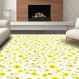 Ultra Soft Area Rug, Non Slip, Stain Resistant, Washable Area Rugs for Living Room, Bedroom, Whimsical Daisy Arrangement for Cozy Vibes(Yellow)