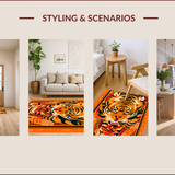 Ultra Soft Area Rug, Non Slip, Stain Resistant, Washable Area Rugs for Living Room, Bedroom, Exotic Orange Tibetan Tiger Meditation Rug(Orange)