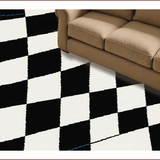 Ultra Soft Area Rug, Non Slip, Stain Resistant, Washable Area Rugs for Living Room, Bedroom, Elegant Modern Grid Aesthetic(Black)