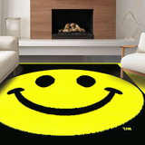 Ultra Soft Area Rug, Non Slip, Stain Resistant, Washable Area Rugs for Living Room, Bedroom, Retro Smiley Face Geometric Style(Yellow)