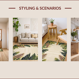 Ultra Soft Area Rug, Non Slip, Stain Resistant, Washable Area Rugs for Living Room, Bedroom, Elegant Soft Neutral Botanical Motif(Beige)