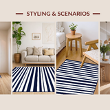 Ultra Soft Area Rug, Non Slip, Stain Resistant, Washable Area Rugs for Living Room, Bedroom, Elegant Transitional Ogee Pattern(Blue)