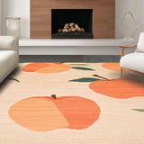 Ultra Soft Area Rug, Non Slip, Stain Resistant, Washable Area Rugs for Living Room, Bedroom, Whimsical Peach Patterned Elegance(Orange)
