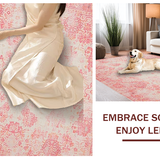 Ultra Soft Area Rug, Non Slip, Stain Resistant, Washable Area Rugs for Living Room, Bedroom, Vintage Chic Tiled Arrangement(Pink)