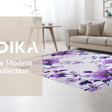 Ultra Soft Area Rug, Non Slip, Stain Resistant, Washable Area Rugs for Living Room, Bedroom, Feminine Round Floral Charm(Purple)