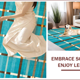 Ultra Soft Area Rug, Non Slip, Stain Resistant, Washable Area Rugs for Living Room, Bedroom, Contemporary Vibrant Checked Aesthetic(Blue)