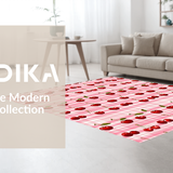 Ultra Soft Area Rug, Non Slip, Stain Resistant, Washable Area Rugs for Living Room, Bedroom, Charming Pink Fruit Aesthetic(Red)