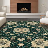 Ultra Soft Area Rug, Non Slip, Stain Resistant, Washable Area Rugs for Living Room, Bedroom, Dark Emerald Boho Chic Design(Green)