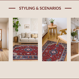 Ultra Soft Area Rug, Non Slip, Stain Resistant, Washable Area Rugs for Living Room, Bedroom, Rustic Distressed Geometric Motif(Red)