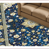 Ultra Soft Area Rug, Non Slip, Stain Resistant, Washable Area Rugs for Living Room, Bedroom, Elegant Floral White Blossom Style(Blue)