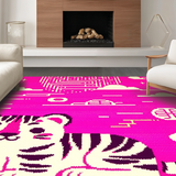 Ultra Soft Area Rug, Non Slip, Stain Resistant, Washable Area Rugs for Living Room, Bedroom, Whimsical Cartoon Animal Aesthetic(Pink)