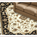 Ultra Soft Area Rug, Non Slip, Stain Resistant, Washable Area Rugs for Living Room, Bedroom, Traditional Elegant Floral Medallion(Black)