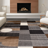Ultra Soft Area Rug, Non Slip, Stain Resistant, Washable Area Rugs for Living Room, Bedroom, Vivid Colorful Geometric Arrangement(Brown)
