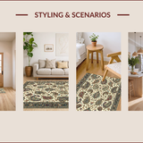 Ultra Soft Area Rug, Non Slip, Stain Resistant, Washable Area Rugs for Living Room, Bedroom, Neutral Tone Kitchen Rug with Non-Slip Rubber Backing(Beige)