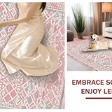 Ultra Soft Area Rug, Non Slip, Stain Resistant, Washable Area Rugs for Living Room, Bedroom, Rustic Textured Geometric Layout(Pink)