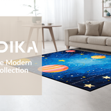 Ultra Soft Area Rug, Non Slip, Stain Resistant, Washable Area Rugs for Living Room, Bedroom, Funky Outer Space Adventure Design(Blue)