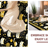 Ultra Soft Area Rug, Non Slip, Stain Resistant, Washable Area Rugs for Living Room, Bedroom, Trendy Feline Inspired Welcome Mat(Black)